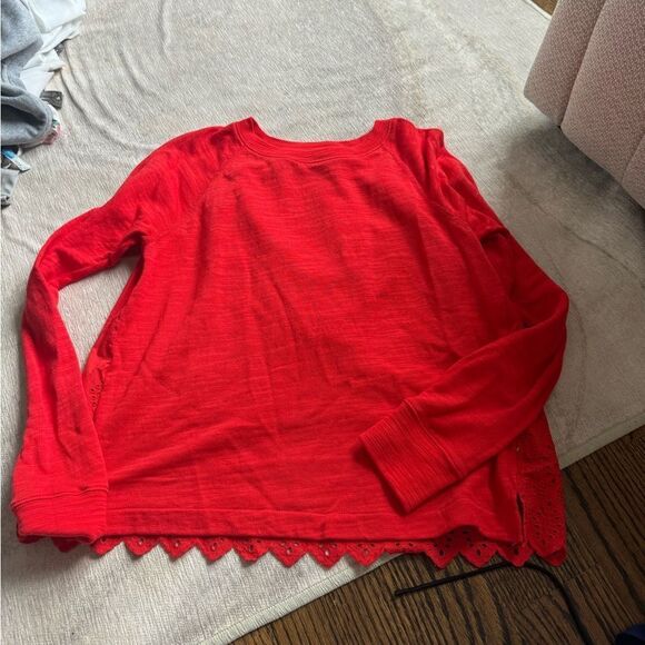 J. Crew Red eyelet long Sleeve Blouse - Picture 1 of 4